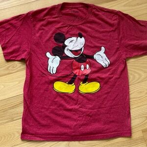 Disney Mickey Mouse Tee Red Graphic Kids XL Fits Women’s Small Y2K